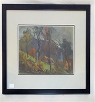Artist Signed Watercolor Painting Of Cattle