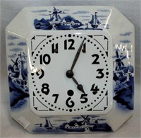 Blue Decorated Windmill Scene Wall Clock