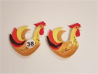 2 ROOSTER SPOON RESTS