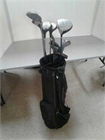 Left handed golf clubs and bag