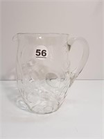 HANDBLOWN GLASS PITCHER WITH EMBOSSED PRINT