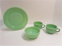 4 PIECES OF GREEN GLASS