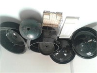 Graniteware stock pot, bowls, bowling ball and