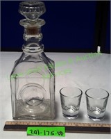 Vintage Glass Decanater & Shot Glasses