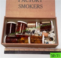 Cigar Box Full of Miscellaneous Buttons