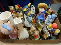 VINTAGE FIGURINES AND SMALL VASES-ALL IN GOOD