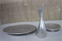 3 Brushed Stainless Pieces signed by Artist