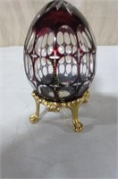 Crystal Ruby Egg on Stand