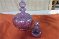 2 Irredescent Perfume Bottles with Stoppers