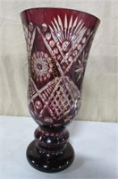 Ruby Pinwheel Crystal Vase