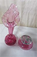 2 Pieces of Cranberry Glass