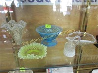 5 PC. OPALESCENT HOBNAIL GLASS ITEMS