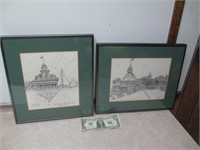 2 Gil McCue Signed & Framed Art Pieces