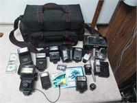 Camera & Photography Lot - Flashes, Cameras