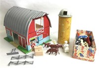 Vintage Marx Tin Litho Farm Barn & Silo