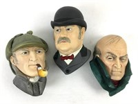 (3) Bossons Chalkware Caricature Busts