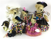 (5) Vanderbear Family Teddy Bears Bal Masque