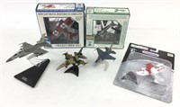 (6) Model Airplanes W/ Postage Stamp Planes