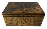 Antique Wood Inlay Document Box