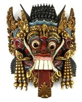 Bali Indonesian Carved Wood Gilt Demon Mask