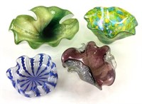 (4) Art Glass Bowls W/ Murano, Ribbon Glass,