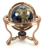 Semi Precious Stone Inlay Desk Globe & Compass