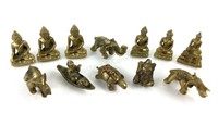 (12) Cambodian Miniature Brass Figures & Animals