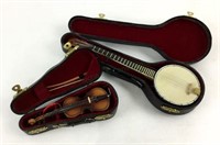 (2) Miniature Instruments Banjo & Violin