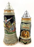 (2) Ceramic German Musical Beer Steins