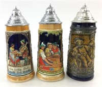 (3) Ceramic German Beer Steins W/ Gerz