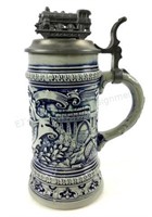 Vintage Gerz Ceramic German Stein W/ Train Lid