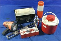 Water coolers, tackle box, level, Auto vacuum