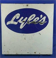LYLE'S gas bar metal sign,  26" x 26"