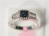 25N- Sterling Rhodium Plate diamond ring $800