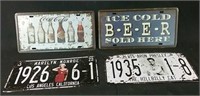 Four Novelty license plates