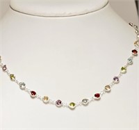 26N- Sterling silver multi-gemstone necklace -$625