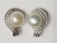 15N- Sterling Silver Diamond & pearl earrings $300