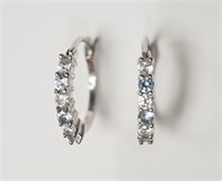7N- Sterling aquamarine & cubic zirc earrings $120