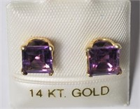 19N- 14k yellow gold amethyst earrings -$573