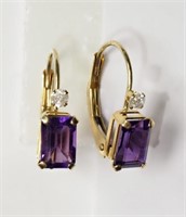 24N- 10k gold amethyst & diamond earrings -$600