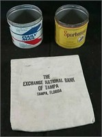 Vintage Tobacco cans and Tampa money bag