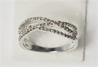 12N- Sterling Silver 9 diamond ring -size 7 -$650