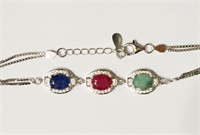 16N- Sterling silver multi-gemstone bracelet -$890