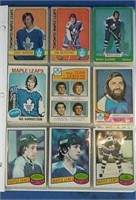 Vintage hockey cards of the Toronto Maple Leafs