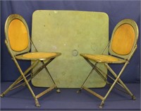 Vintage Card Table & 2 Folding Chairs