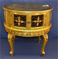 Vintage Gilded Side Table With Glass Top