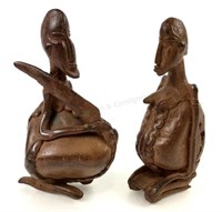 (2) Handmade African Bronze Tribal Figurines
