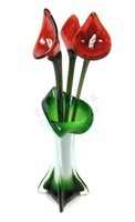 Art Glass Flowers & Vase