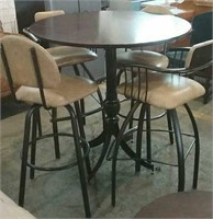 Bistro Table & 4 Leather Chairs/Stools Set