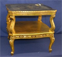 Vintage Gilded Side Table With Glass Top